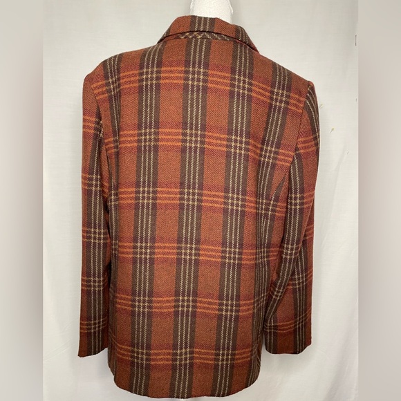 Requirements Vint. Womens Lined Plaid Blazer with Full Zipper Closure Size 14 - Picture 4 of 6